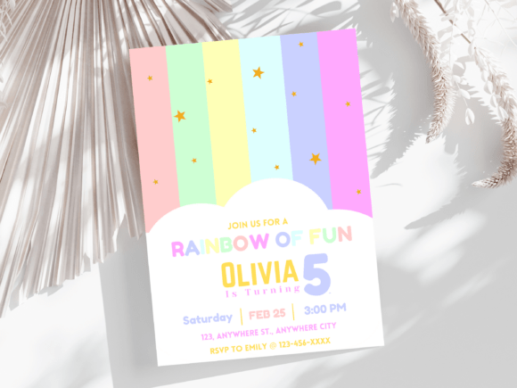 Download Rainbow Birthday Party Invitation Card - Art Collection