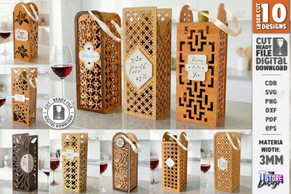 Download Wine Bottle Gift Boxes Laser Cut Bundle - Gift Collection