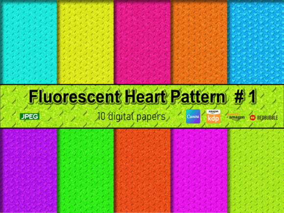 Download Fluorescent Heart Pattern Background #1 - Art Collection