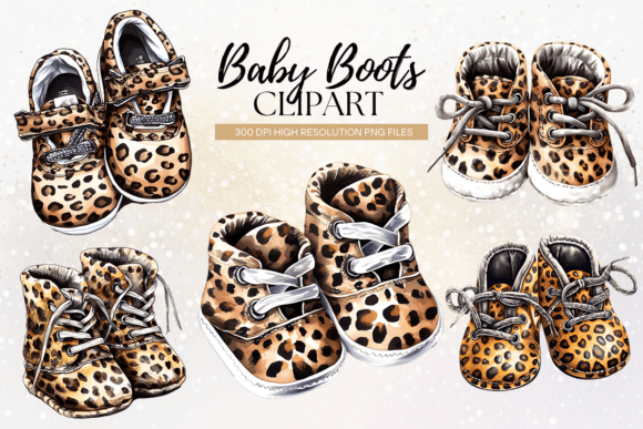 Download Leopard Print Baby Boots Clipart Set - Art Collection
