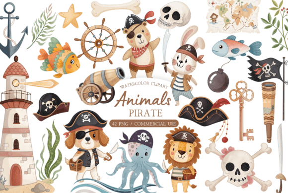 Download Cute Animal Pirate Clipart PNG - Art Collection