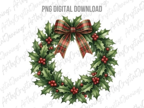 Download Christmas Holly Wreath Clipart PNG - Art Collection