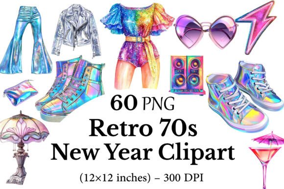 Download Retro 70s New Year Clipart - Art Collection