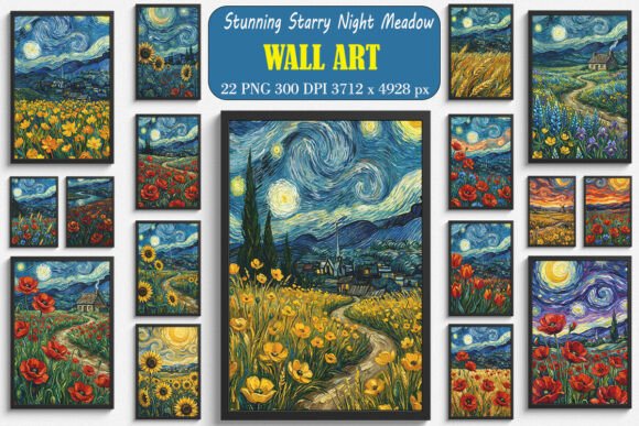 Download Stunning Starry Night Meadow Wall Arts - Art Collection