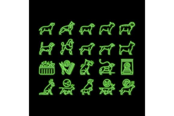 Download Dog Domestic Animal Neon Glow Icon - Glow Collection