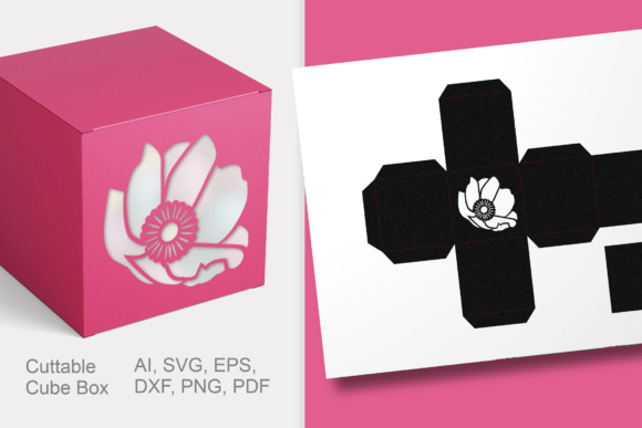 Download Anemone Flower Cube Gift Box Template - Gift Collection