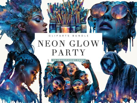 Download Neon Glow Party Clipart Bundle - Art Collection