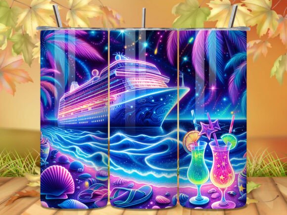 Download Neon Glow Beach Cruise Galaxy Tumbler - Glow Collection