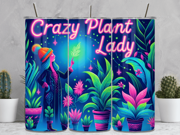 Download Neon Glow Tropical Plant Tumbler Wrap - Glow Collection