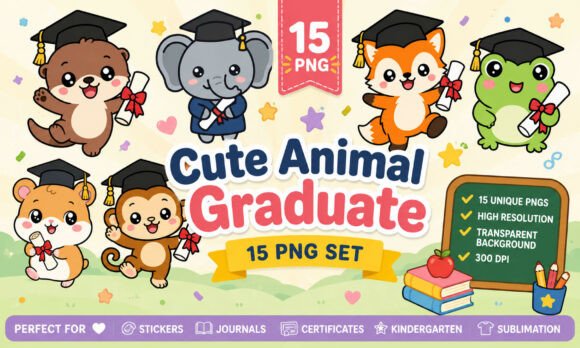 Download Cute Animal Graduate PNG Clipart Bundle - Art Collection