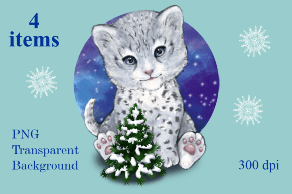 Download Christmas Cute Cartoon Snow Leopard Png - Art Collection