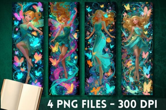 Download Neon Glow Butterfly Pixie Bookmarks Set - Glow Collection