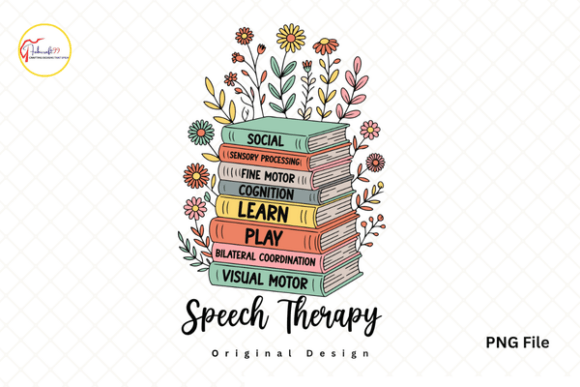 Download Floral Book Stack Speech Therapy PNG - Premium Resources