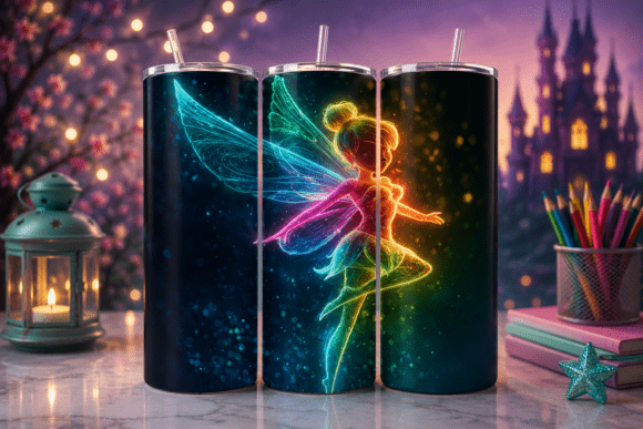 Download Tinker Bell Neon Glow Tumbler Wrap PNG - Glow Collection