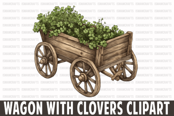 Download Wagon with Clovers Clipart PNG - Art Collection