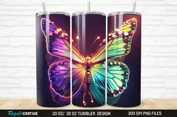 Download 3D Neon Glow in Dark Butterfly Tumbler - Glow Collection
