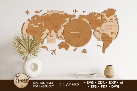Download Clock World Map Wooden Wall Art - Art Collection
