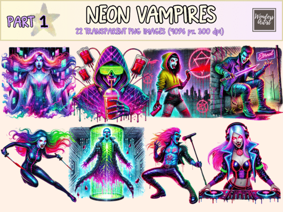 Download Neon Vampires Clipart - Art Collection