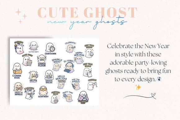 Download New Year Party Ghosts | PNG Clipart Set - Art Collection