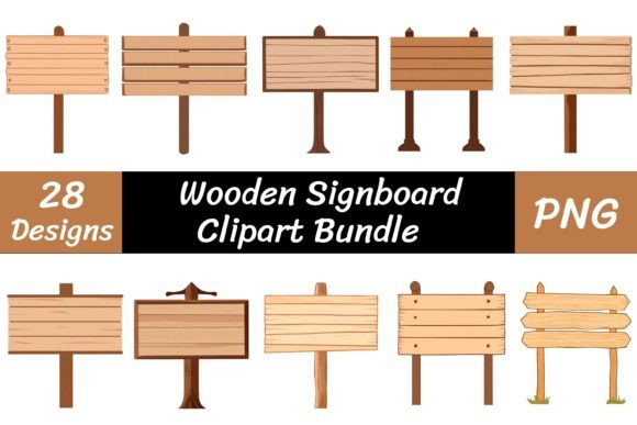 Download Wooden Signboard Clipart Bundle - Art Collection