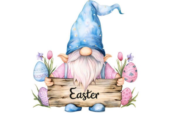 Download Easter Gnome with Signboard Clipart - Art Collection