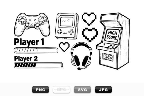 Download Retro Gaming Controller Clipart Set - Art Collection