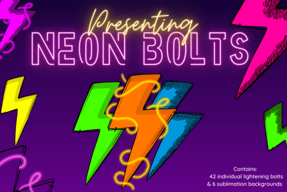 Download Neon Lightening Bolt Clipart Bundle - Art Collection