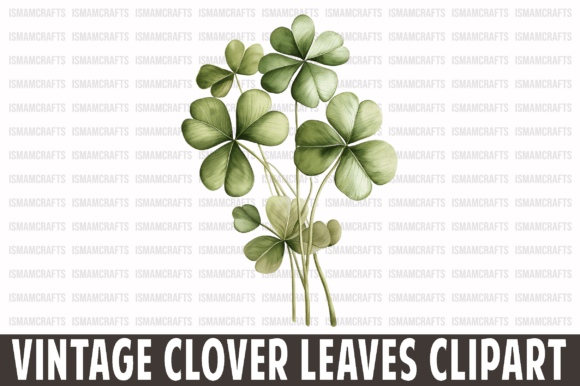 Download Vintage Clover Leaves Clipart PNG - Art Collection