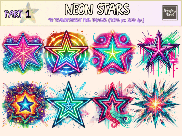 Download Neon Stars Clipart - Art Collection
