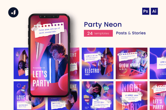 Download Party Neon Instagram Template - Art Collection