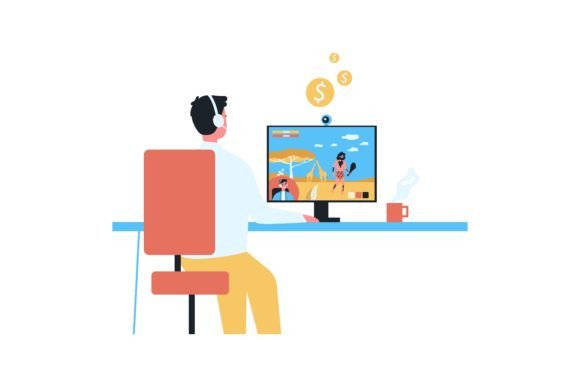 Download Cartoon Guy Streaming Game He Playing on - Art Collection