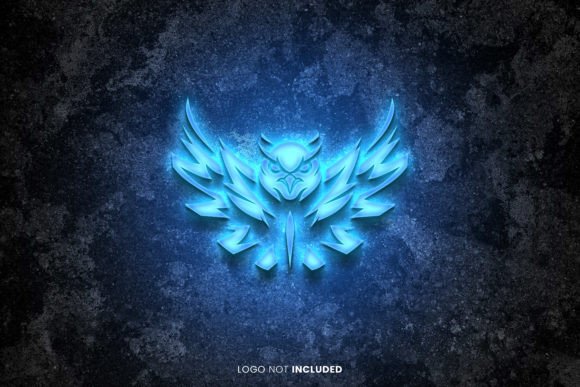 Download Glow Neon Blue Logo Mockup Psd - Glow Collection